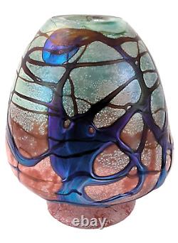 French Artist Michèle Luzoro signed BIOT Art Glass Vase 8-1/4 x 7 Amazing