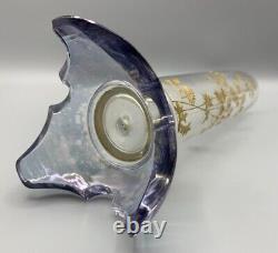 French Baccarat Glass Cylinder Vase Art Nouveau Mount Enamel Gilt Japonisme Uv