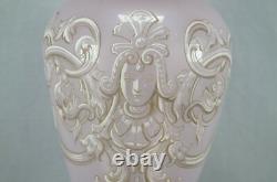 French Baccarat Lavender Opaline Enamel & Gold Baroque 15 Inch Vase Circa 1860