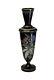 French Black Opaline Glass Hand Painted Footed Vase, circa 1930