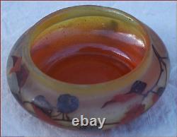 French Blackberries Enamel Glass Legras Paris Bowl Vase 1910