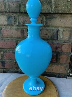 French Blue Opaline Glass Decanter Vase Apothecary