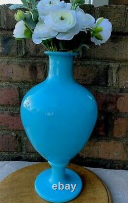 French Blue Opaline Glass Decanter Vase Apothecary