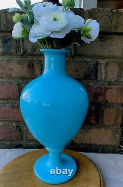 French Blue Opaline Glass Decanter Vase Apothecary