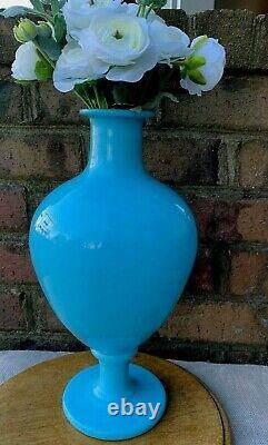 French Blue Opaline Glass Decanter Vase Apothecary