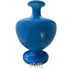 French Blue Opaline Glass Vase Small Handblown Bud Vase Cinderella Blue