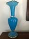 French Blue Opaline Serpent Snake Vase Gilt Detail, 19th Century 16h