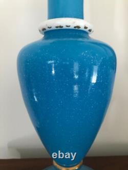 French Blue Opaline Serpent Snake Vase Gilt Detail, 19th Century 16h