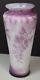 French Cameo Glass Lavender & White Cabinet Vase With Flower Vines Signed De Vez