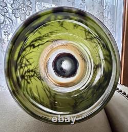 French Cameo Glass Vase PINE CONE Acid Etched Art Deco 5.5wide 14.5 tall
