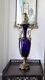 French Cobalt Glass Vase Table Lamp 1880s