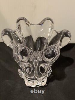 French Crystal ART VANNES Modernist Heavy Crystal CASCADE Glass Vase France 6