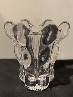 French Crystal ART VANNES Modernist Heavy Crystal CASCADE Glass Vase France 6