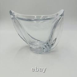 French Crystal Art Glass Twist Vase 6 H Marked Vintage Clear Decor Home MCM