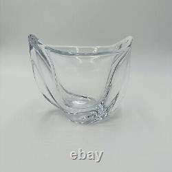 French Crystal Art Glass Twist Vase 6in H Marked Vintage Clear Decor Home MCM