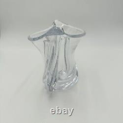 French Crystal Art Glass Twist Vase 6in H Marked Vintage Clear Decor Home MCM