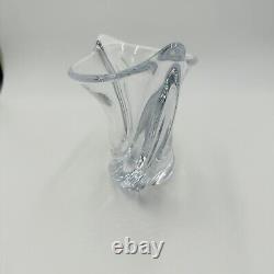 French Crystal Art Glass Twist Vase 6in H Marked Vintage Clear Decor Home MCM