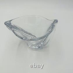 French Crystal Art Glass Twist Vase 6in H Marked Vintage Clear Decor Home MCM