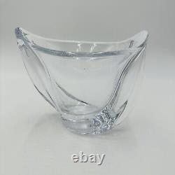 French Crystal Art Glass Twist Vase 6in H Marked Vintage Clear Decor Home MCM
