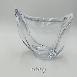 French Crystal Art Glass Twist Vase 6in H Marked Vintage Clear Decor Home MCM