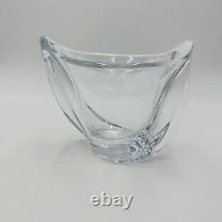 French Crystal Art Glass Twist Vase 6in H Marked Vintage Clear Decor Home MCM