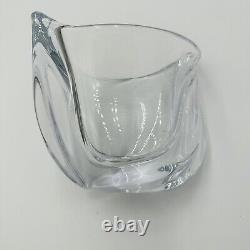 French Crystal Art Glass Twist Vase 6in H Marked Vintage Clear Decor Home MCM