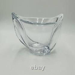 French Crystal Art Glass Twist Vase 6in H Marked Vintage Clear Decor Home MCM