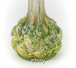 French Daum Nancy Art Glass Vase c1910 Rare Rainbow Mottled Colors, Bulbous Base