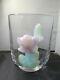 French Daum Pate De Verre Floral Glass On Clear Crystal Vase