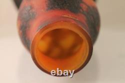 French Duquersil Cameo Glass Vase Trees Lake Landscape Paris