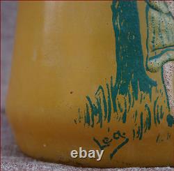 French Enameled Vase Picking Apple Legras Paris 1900