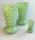 French Gilt-Decorated Opaline Vase Set France, Portieux Vallerysthal RARE