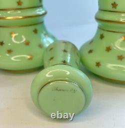 French Gilt-Decorated Opaline Vase Set France, Portieux Vallerysthal RARE