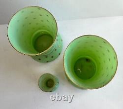 French Gilt-Decorated Opaline Vase Set France, Portieux Vallerysthal RARE