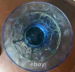 French Gold Brass Gilt Ormolu Filigree Blue Glass Vase Carr & Co Empire Ware VTG