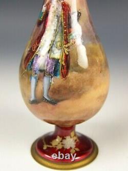 French Hand Painted Enamel 4.5 Inches Tall Vase Artist Signed