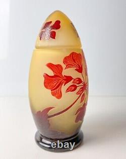 French Henri Montesy Cameo Glass Jar or covered vase