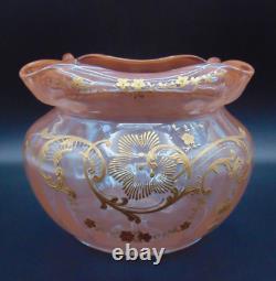 French Legras Apricot to Neodymium/ Alexandrite Enameled Floral Art Glass Vase