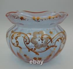 French Legras Apricot to Neodymium/ Alexandrite Enameled Floral Art Glass Vase
