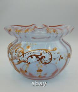 French Legras Apricot to Neodymium/ Alexandrite Enameled Floral Art Glass Vase