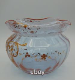 French Legras Apricot to Neodymium/ Alexandrite Enameled Floral Art Glass Vase
