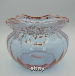 French Legras Apricot to Neodymium/ Alexandrite Enameled Floral Art Glass Vase