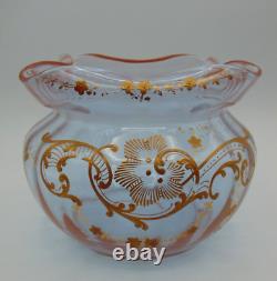 French Legras Apricot to Neodymium/ Alexandrite Enameled Floral Art Glass Vase