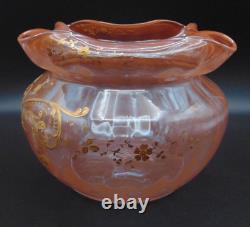 French Legras Apricot to Neodymium/ Alexandrite Enameled Floral Art Glass Vase