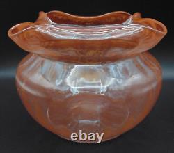 French Legras Apricot to Neodymium/ Alexandrite Enameled Floral Art Glass Vase