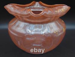 French Legras Apricot to Neodymium/ Alexandrite Enameled Floral Art Glass Vase
