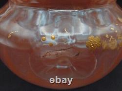 French Legras Apricot to Neodymium/ Alexandrite Enameled Floral Art Glass Vase