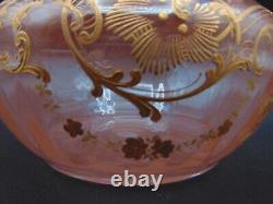 French Legras Apricot to Neodymium/ Alexandrite Enameled Floral Art Glass Vase