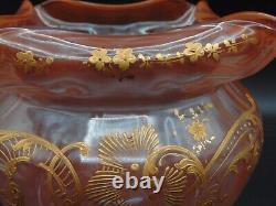 French Legras Apricot to Neodymium/ Alexandrite Enameled Floral Art Glass Vase