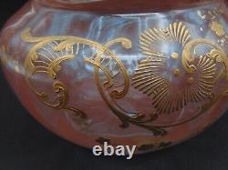 French Legras Apricot to Neodymium/ Alexandrite Enameled Floral Art Glass Vase